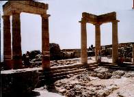 The Acropolis at Lindos (the figure in turquoise in the white hat is Anita Rice - my wife!)